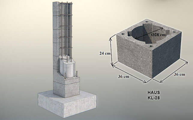 Betoninis klojinių blokas HAUS KL-28 – nebrangus ir paprastas būdas kolonoms įrengti!